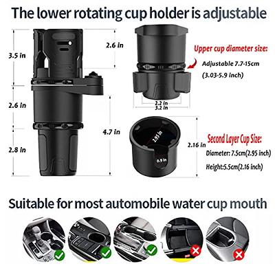 4-In-1 Car Cup Holder Expander Auto Drink Holder w/360° Rotating Adjustable  Base