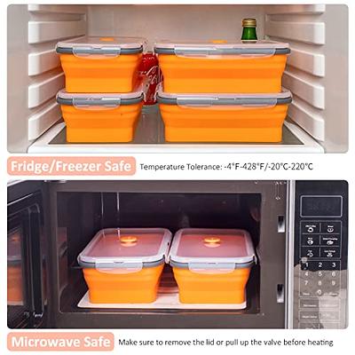 Set of 4 Collapsible Silicone Food Storage Container, Leftover Meal Box for  Kitc