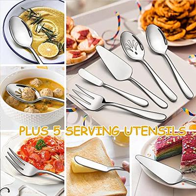 LIANYU 65-Piece Heavy Duty Silverware Set with Serving Utensils, Stainless  Steel Flatware Set for 12, Thick Cutlery Eating Utensils Include Fork Knife  Spoon, Mirror Finished, Dishwasher Safe - Yahoo Shopping