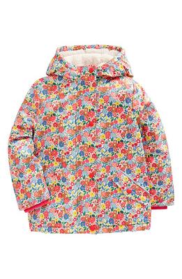 Mini Boden Kids' Foil Stars High Pile Fleece Lined Parka with Faux Fur Trim