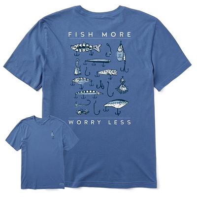 Sale Men's Fish More Worry Less Hooks and Tackle Crusher Tee