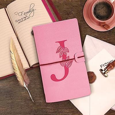 Personal Leather Journal Notebooks | 12 Design, 9 Color - Pink | Journal for Women, Men - Custom Notebook to Write in - Diary for Girls, Women 