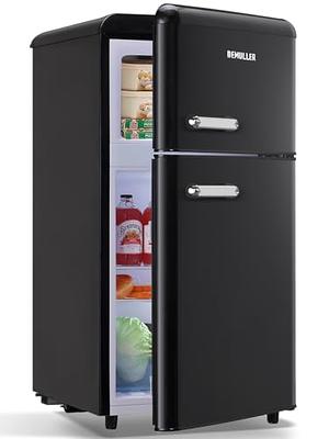 HOMCOM Double Door Mini Fridge with Freezer, 3.2 CU.FT Compact Refrigerator with Adjustable Shelf, Adjustable Thermostat and Reversible Door for