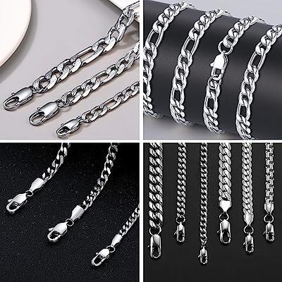 Silver Plated Link Chain With Stamp Necklace With Lobster - Temu