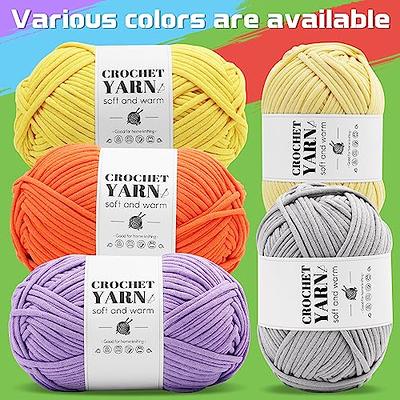 3 Pack Beginners Crochet Yarn Yellow White Blue Cotton Crochet Yarn for  Crocheting Knitting Beginners with Easy-to-See Stitches Cotton-Nylon Blend