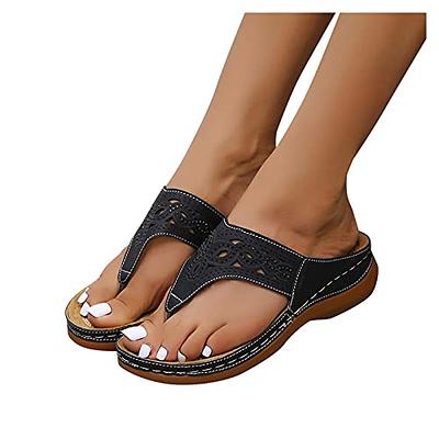  GUTZBSY Orthopedic Wedge Sandals for Women,Women Fashion  Casual Ankle Strap Wedge Heels Sandals,open toe sandals for women (Black,5)