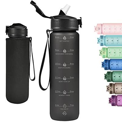 Newfad Water Bottle with Straw, Motivational 32 oz Water Bottles with Time  Marker & No Sweat Sleeve, BPA Free Leak Proof Gym Bottle with Times to Drink  - Yahoo Shopping