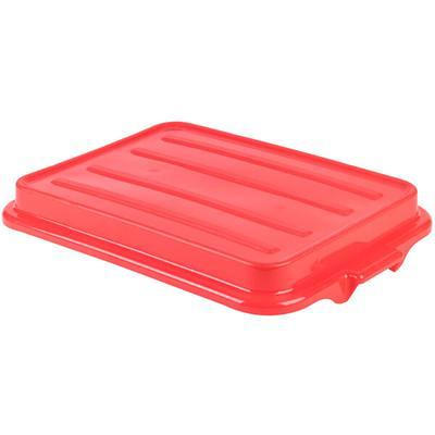 Cambro Camwear 26 x 18 x 6 Red Polycarbonate Food Storage Box with Lid  and 5 Deep Colander