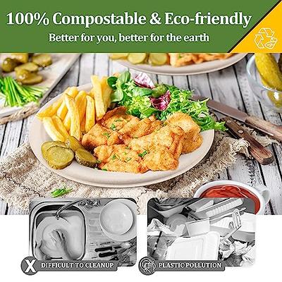 250pcs Compostable Paper Plates Set - Extra Long Utensils