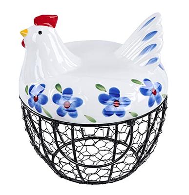 Rural365 Black Metal Chicken Egg Basket - Rustic Decor Chicken Basket Egg  Holder