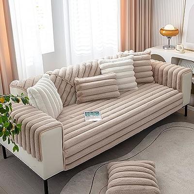 vctops 3D Striped Faux Fur Couch Cover Thick Warm Soft Sofa Cover Non Slip  Fuzzy Plush Furry Sofa Slipcovers Shaggy Cozy Washable Furniture Protector  for Pets, Kids (Light Coffee,36x63) - Yahoo Shopping