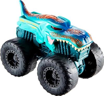 Hot Wheels Monster Trucks Stunt Tire Playset with 1:64 Scale Toy Car &  Tiger Shark Truck