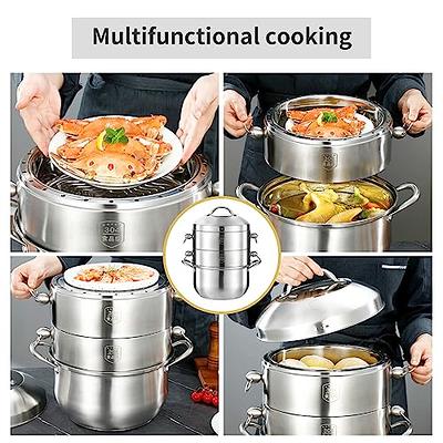  Steamer for Cooking, 18/8 Stainless Steel Steamer Pot, Food  Steamer 11 inch Steam Pots with Lid 2-tier for Cooking Vegetables, Seafood,  Soups, Stews and Pasta: Home & Kitchen