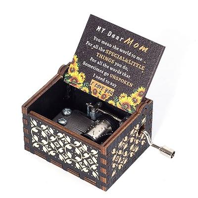 You are My Sunshine Wooden Hand Crank Musical Boxes Antique Engraved Music  Box