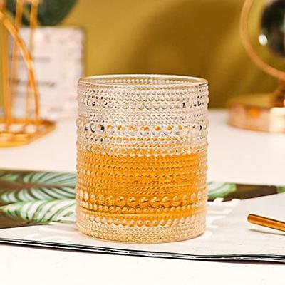 10 oz. Textured Beaded Sage Green Old Fashion Drinking Glasses (Set of