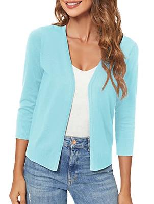 Urban CoCo Women's 3/4 Sleeve Shrugs Open Front Cropped Sweater Caidigan  (Light Blue, M) - Yahoo Shopping