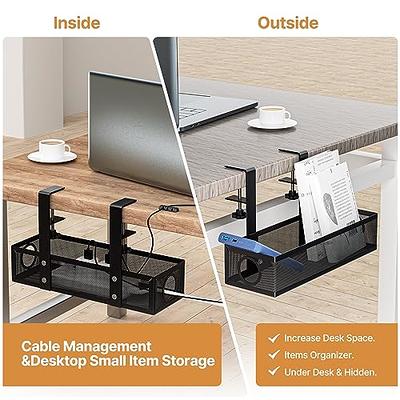 16.5-Inch Under Desk Cable Management Tray - Wire Management Under Desk with Cable Clip Holders - Under Table Cable Management Tray for Home and Offic