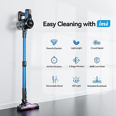 INSE Cordless Vacuum Cleaner, 6 in 1 Powerful Suction Lightweight Stick  Vacuum with 2200mAh Rechargeable Battery, up to 45min Runtime, for Home  Furniture Hard Floor Carpet Car Hair 