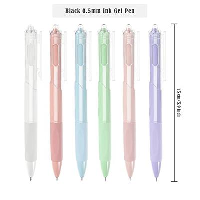 Zre 6pcs Black Gel Pens 0 5mm Pens Fine Point Smooth Writing Pens  Retractable Fine Tip