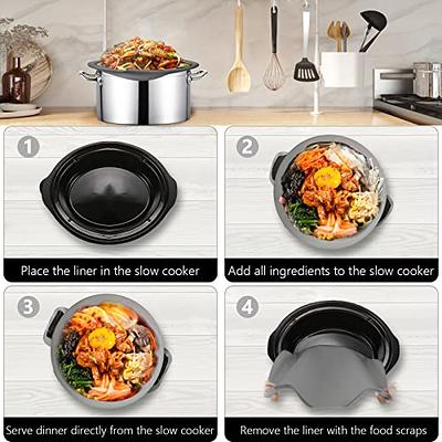 Silicone Slow Cooker Liners, 3 Pack Reusable Crock Pot Liners for 6-7 Qt,  Heat Ressistant