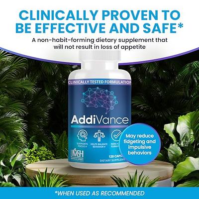 AddiVance 120 Caps - Natural Brain Support Supplement for Enhanced Focus,  Memory, and Balanced Behavior - Clinically Proven Non-Habit Forming Brain  Supplement - Formulated by Medical Professionals - Yahoo Shopping