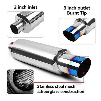  ALFLOW 2.5 inch Universal Exhaust Muffler,Muffler 2.5''  Straight-Through Performance Race Muffler Resonator with Stainless Steel  for Cars, Trucks(2.5 inlet/outlet) : Automotive