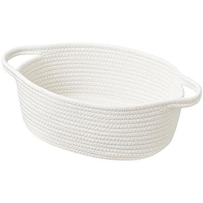 ABenkle Cute Small Woven Basket with Handles, 12x 8 x 5 Rope Room Shelf  Storage Basket Chest Box for Cat and Dog Toys, Empty Decorative Gift 