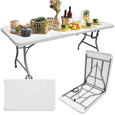 Flash Furniture 2.5-ft x 6-ft Indoor Rectangle Plastic White Folding  Banquet Table (8-Person)