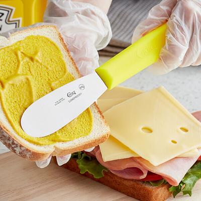 Choice 3 1/2 Scalloped Stainless Steel Sandwich Spreader with Yellow  Polypropylene Handle