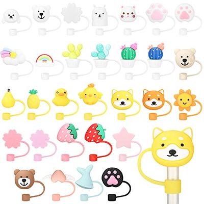 30Pcs Cute Silicone Straw Covers Cap,RENUIS Colorful Straw Toppers for  Tumblers,Reusable Portable Drinking Straw Tips Lids,Dust-Proof Straws Plugs  for