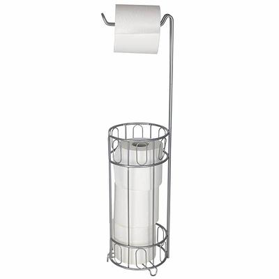 Home Basics Free-Standing Vinyl Coated Steel Dispensing Toilet Paper Holder,  White, BATH ORGANIZATION