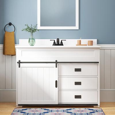 Style Selections 36-in White Single Sink Bathroom Vanity with White Cultured Marble Top (Mirror Included)