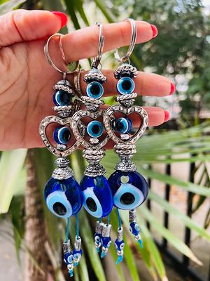 Flower Print Keychain Evil Eye Keychain Charm Keychain Home 