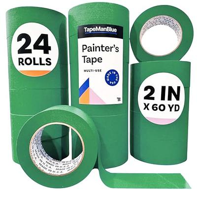 TapeManBlue Blue Painter's Tape - 2 x 60 yd. Case of 24 Rolls. Made in USA! 21-Day Clean Release!