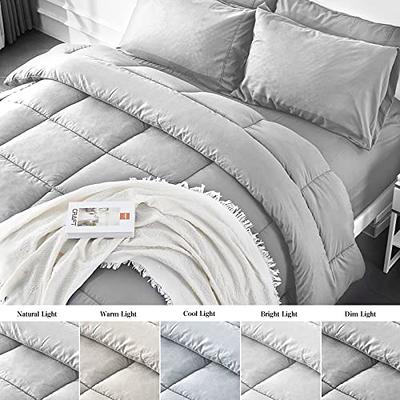 Newspin Full Bed in a Bag - 7 Pieces Light Grey Comforter Set, Lightweight  All Season Ultra Soft Bedding Comforter Set with Comforter, Flat Sheet,  Fitted Sheet, Pillowcases & Shams - Yahoo Shopping