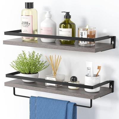 Aoibox 2 Pcs 4.88 in. W x 8.7 in. H x 15.74 in. D Glass Rectangular Bath Shower Shelf in Black, One of Them with Towel Holder