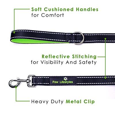 Plutus Pet Short Dog Leash, Reflective Nylon Padded Handle, Strong Traffic  Pet Leash with Carabiner Clip, for Medium Large Dogs (10, Black)