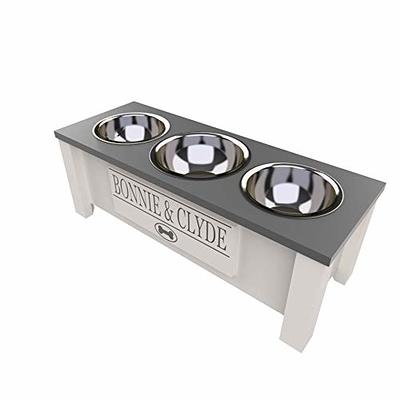 GrooveThis Woodshop - Personalized Elevated Dog Bowl Stand for Large,  Medium, Small, X-Small Dogs - Stainless Steel Food and Water Bowls - Raised  Dog