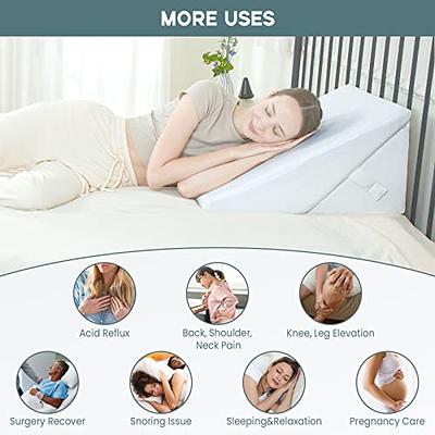 Bed Back Wedge Pillow - 12 Inch Incline Bed Rest for Sitting Up - Sleep  Back