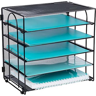 Stackable Paper Tray Desk Organizer - 4 Tier Metal Mesh Letter Organizers for Business Home School Stores and More Organize Files Folders