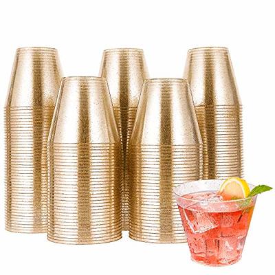 Rose Gold Plastic Champagne Flutes Disposable - Rose Gold Glitter