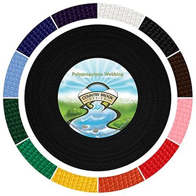 50 Yards Black Polypropylene Webbing, 1 inch Wide Polypro Strap Webbing