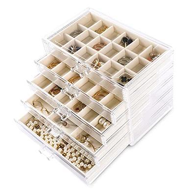 Frebeauty Rings/Earring Organizer Tray with Clear Lid,7 Slots Velvet Drawer  Insert Jewelry Storage Box Jewelry Display Case Store Showcase Jewelry Box  Gift for Women