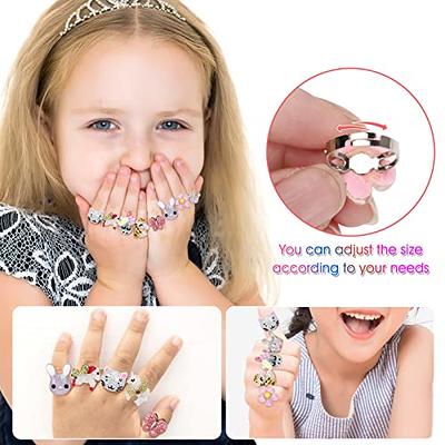 12pcs Little Girl Adjustable Rings In Box Kids Jewelry Rings