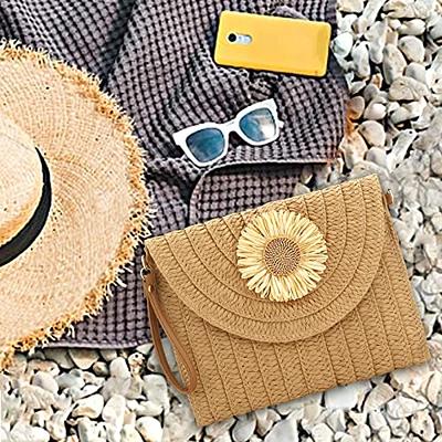 Aovtero Straw Clutch Purse Women Crossbody Bag Summer Beach