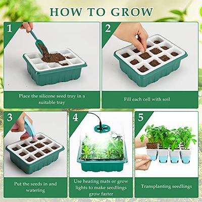 Silicone Seeds Starter Tray Seeds Starting Trays With 12 Cells Mini  Greenhouse Germination Trays For Seeds