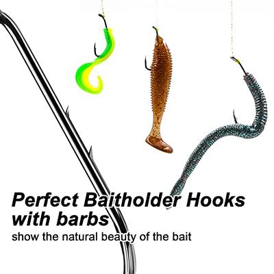 9KM DWLIFE Baitholder Fishing Hooks 100Pack, Snelled Barbed Shank