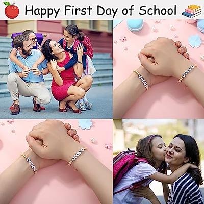 First Day of Kindergarten Bracelet, Back to School Bracelet Supplies Bulk, First Day of School Bracelets for Mom and Daughter, Prek Matching Heart