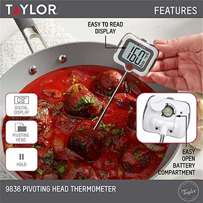 Taylor Digital Instant Read Meat Food Grill BBQ Kitchen Cooking Thermometer  with Bright LED Display, Gray