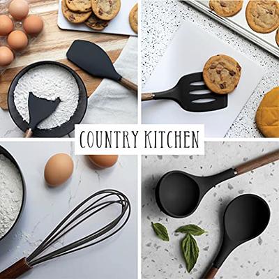 Country Kitchen Silicone Cooking Utensils, 8 Pc Kitchen Utensil Set, Easy  to Clean Wooden Kitchen Utensils, Cooking Utensils for Nonstick Cookware,  Kitchen Gadgets and Spatula Set - Black - Yahoo Shopping